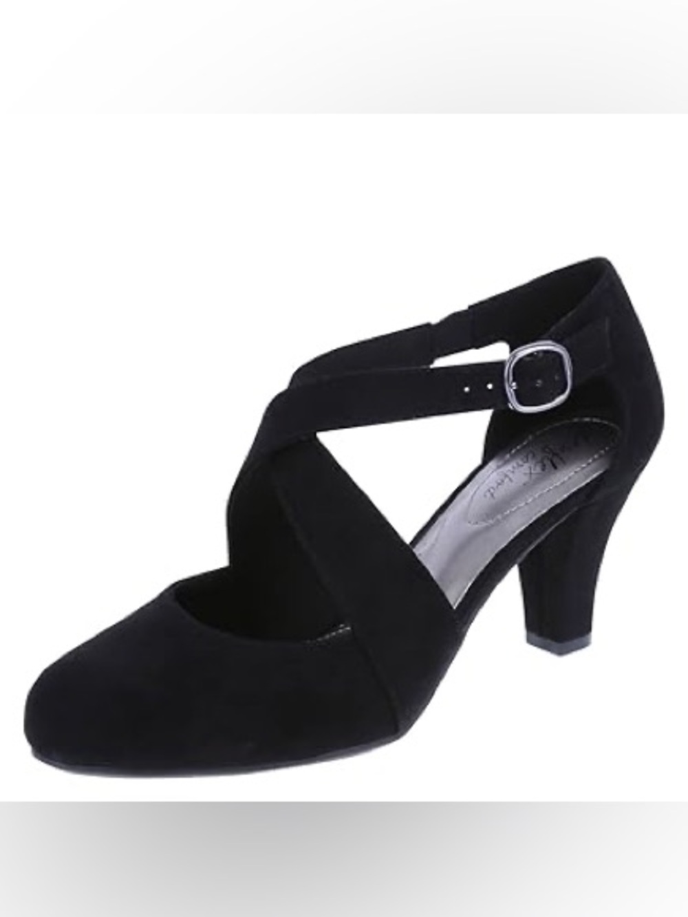 Dexflex Comfort Macie Black Faux Suede Cross Strap Pumps - Size 7.5 Like New